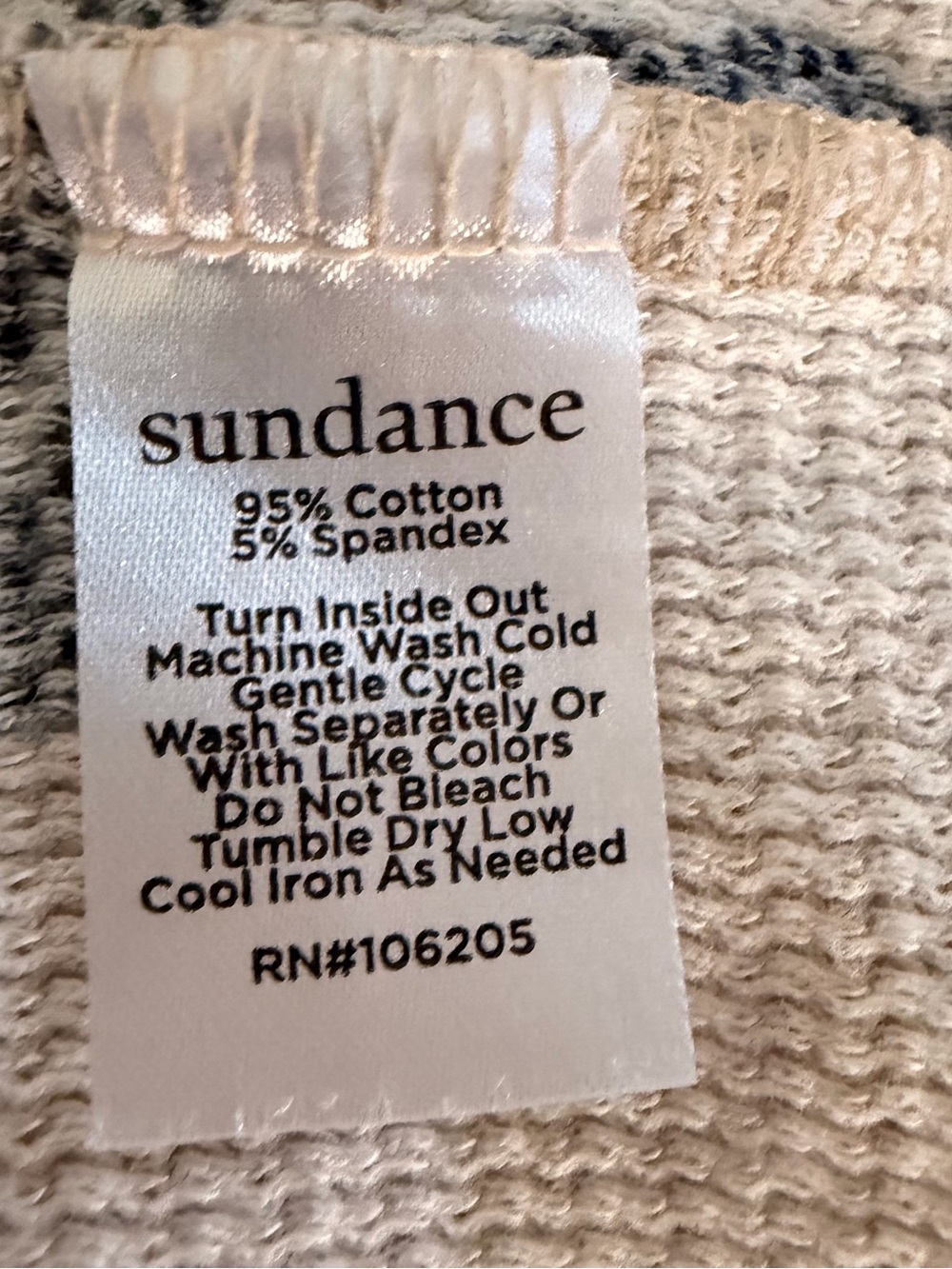 Sundance Floral Waffle Knit Thermal Top Snap Button Cuff Ivory Black Large Boho - Picture 6 of 6